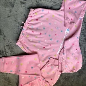 Champion Kids Pink Pajama Set with Colorful Logos